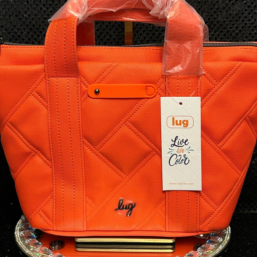 LUG Dory Orange Quilted Crossbody Tote Approx. 11 x 9 x 4 NWT